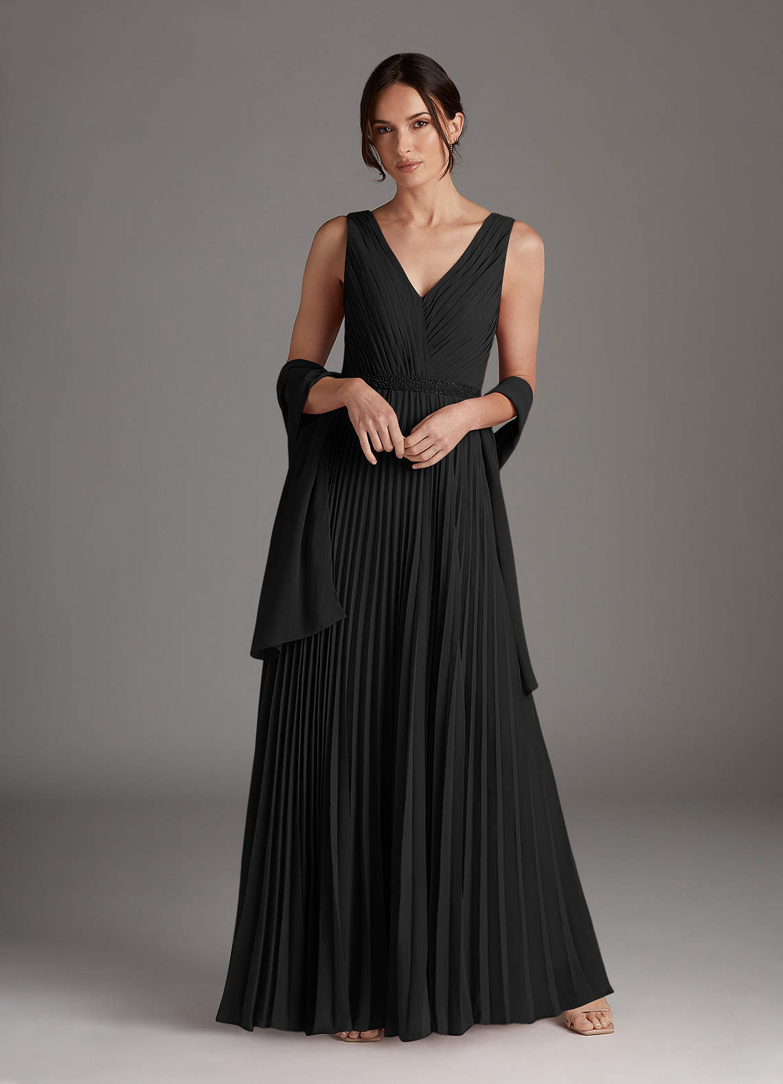Azazie Kris Mother of the Bride Dresses Black A-Line Sequins Chiffon Dress image1