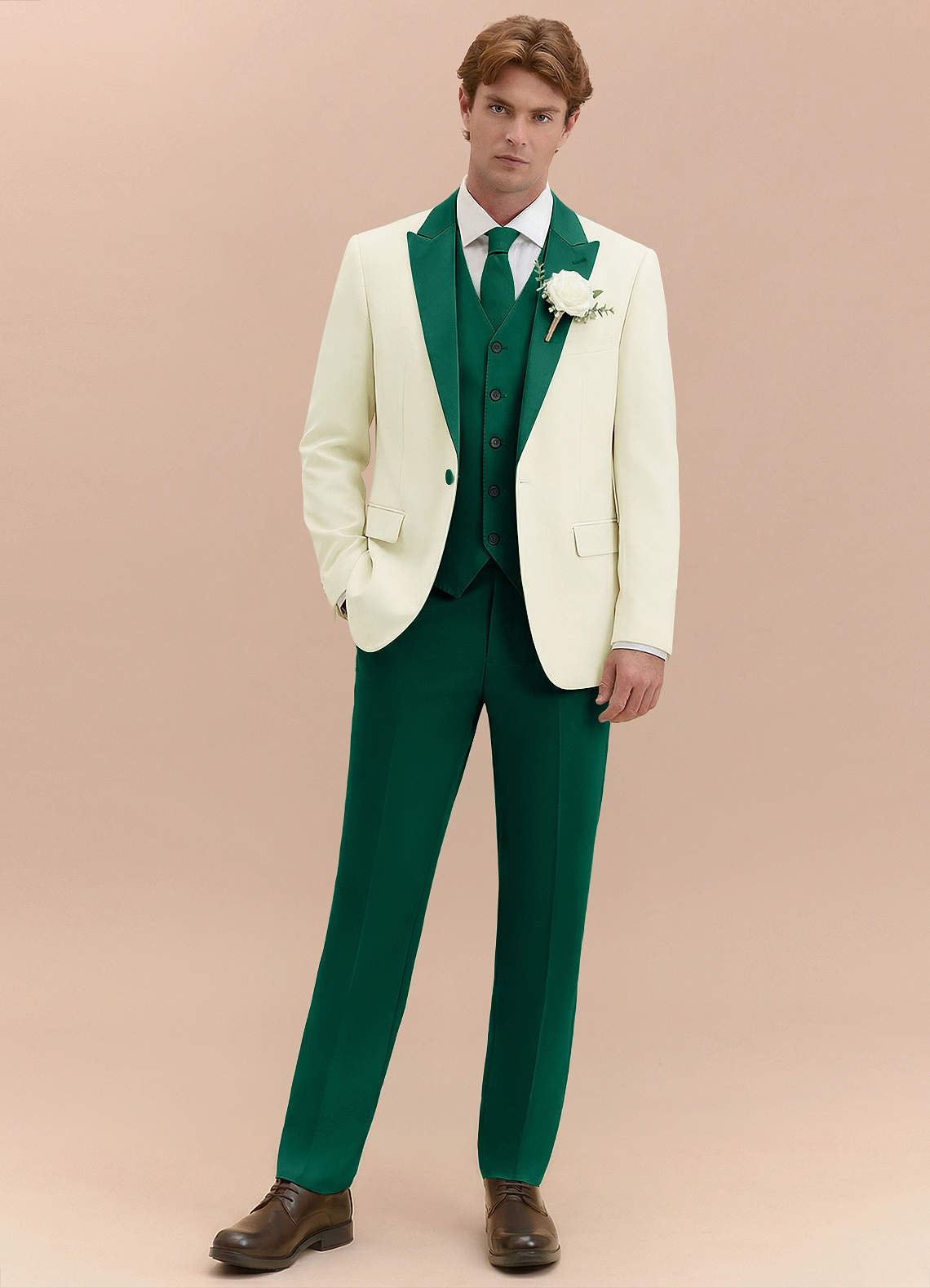 front Adrian Emerald Shawl Lapel Structured Stretch Tuxedo Jacket