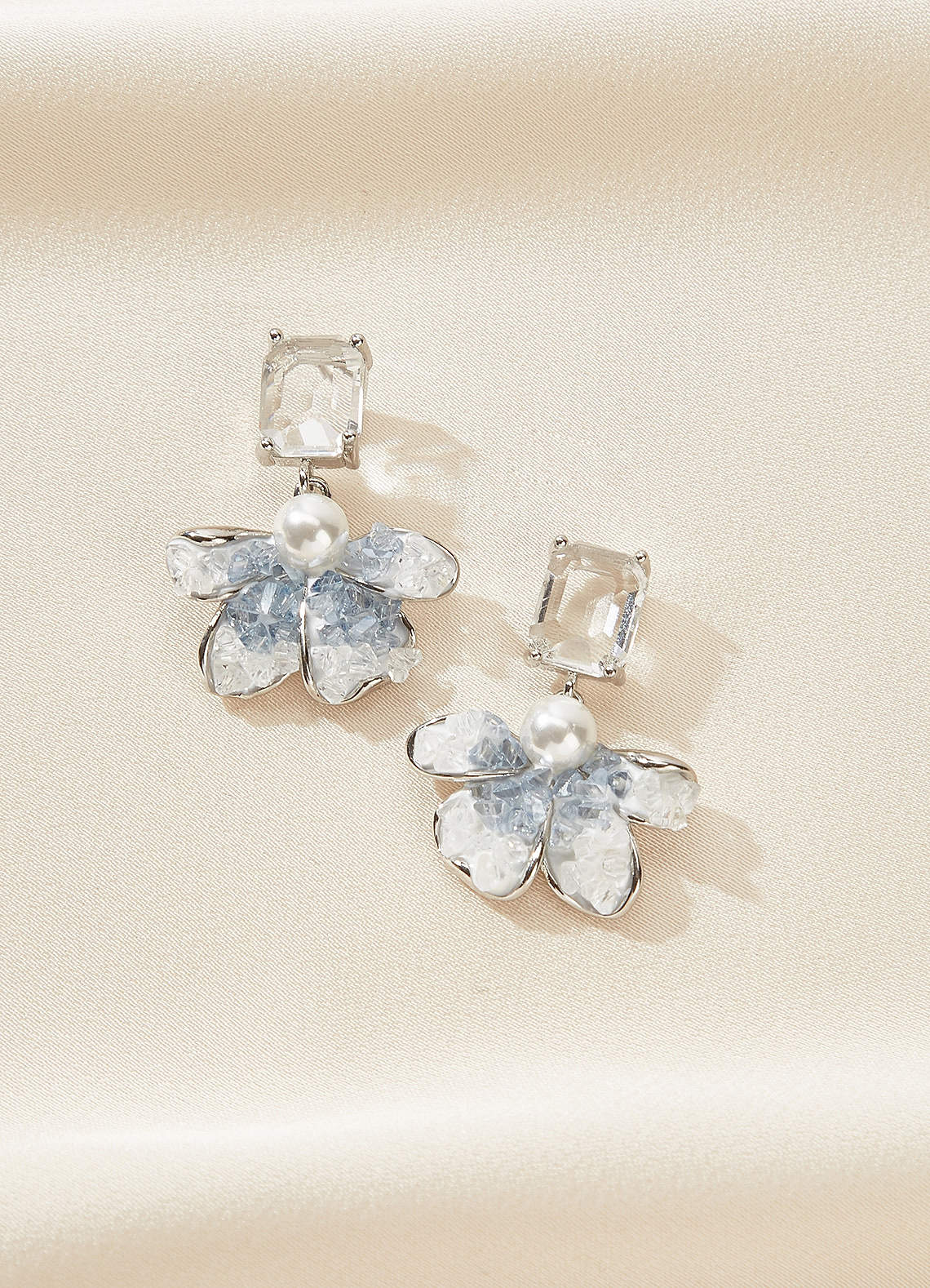 front Something Blue Flower Drop Earrings