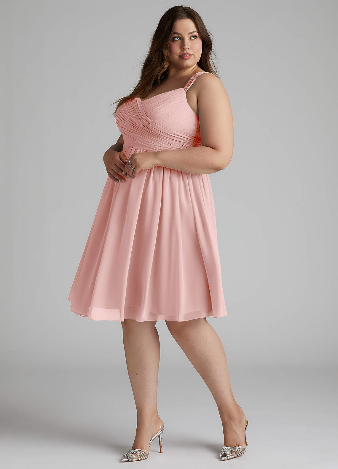 Azazie Angie At-home Try On Dresses Agave A-Line Corset Chiffon Dress image12