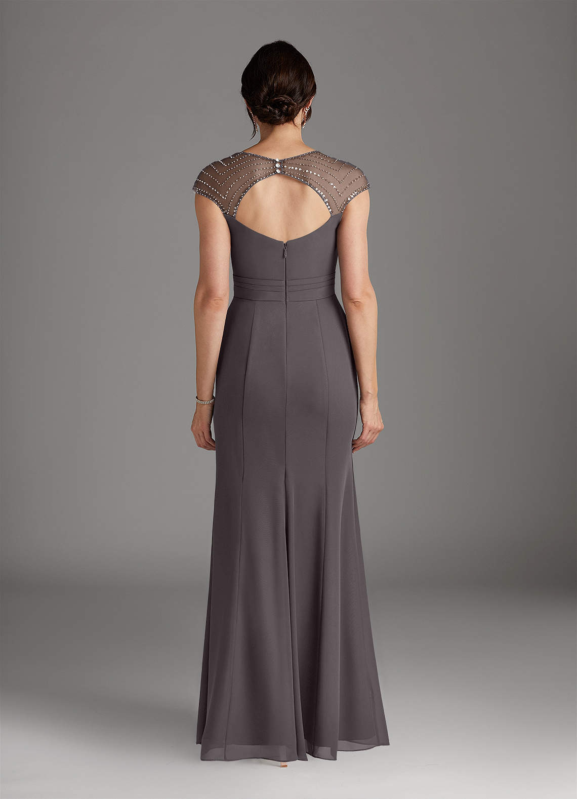 Azazie Blanchett Steel Grey Mermaid Sequins Chiffon Dress Ready to Ship |  Azazie