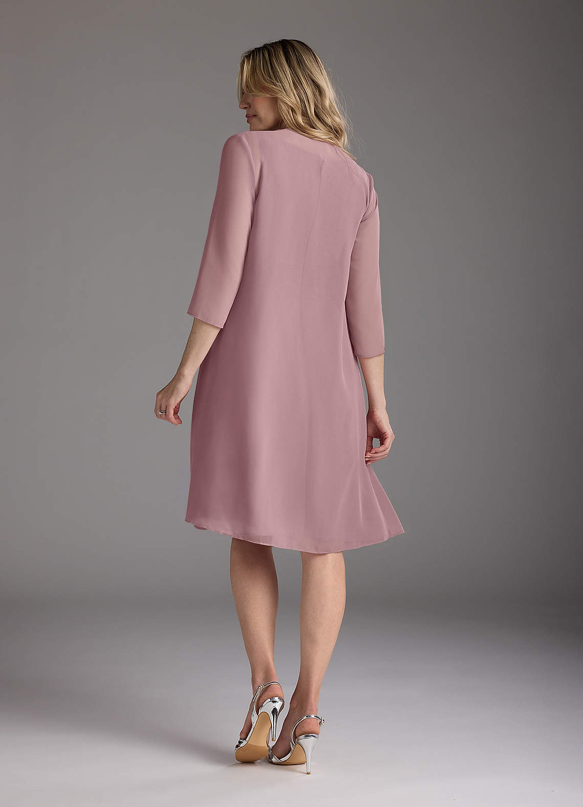 Azazie Shirley Mother of the Bride Dresses Dusty Rose A-Line Scoop Pleated Chiffon Dress image2