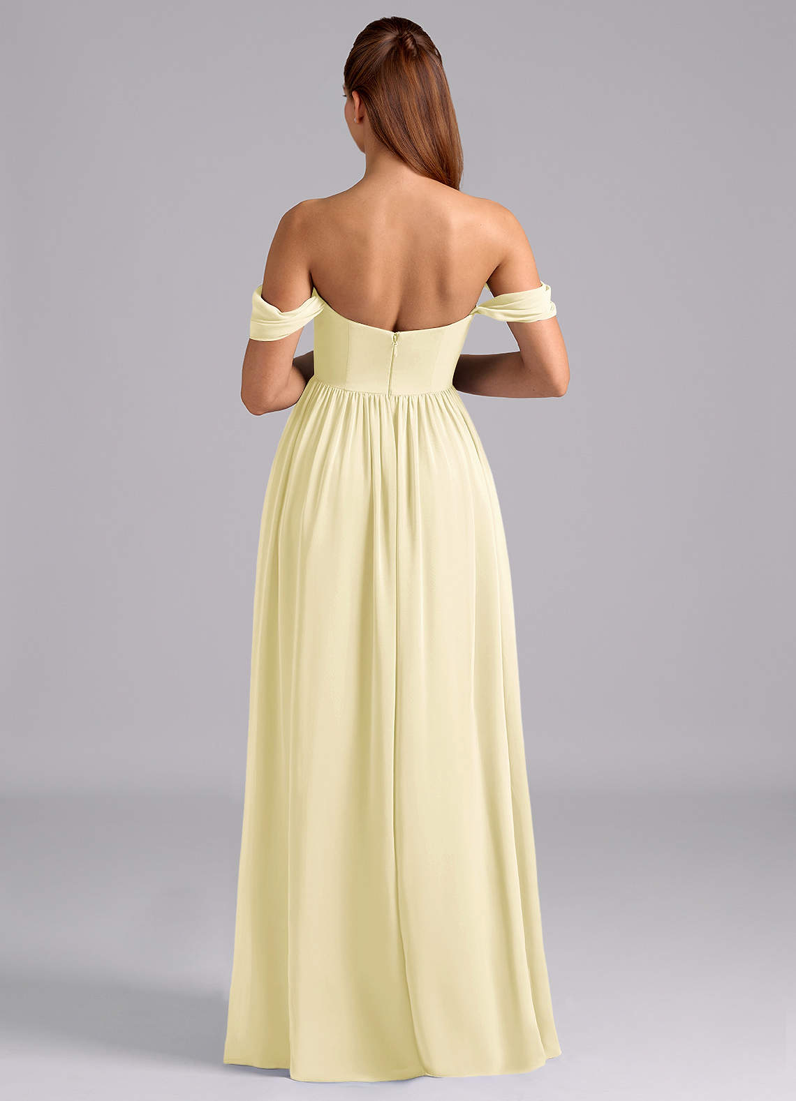 Azazie Saige Robes de demoiselle d'honneur de maternité Robe Trapèze Plissée Longueur ras du sol Mousseline de soie image1