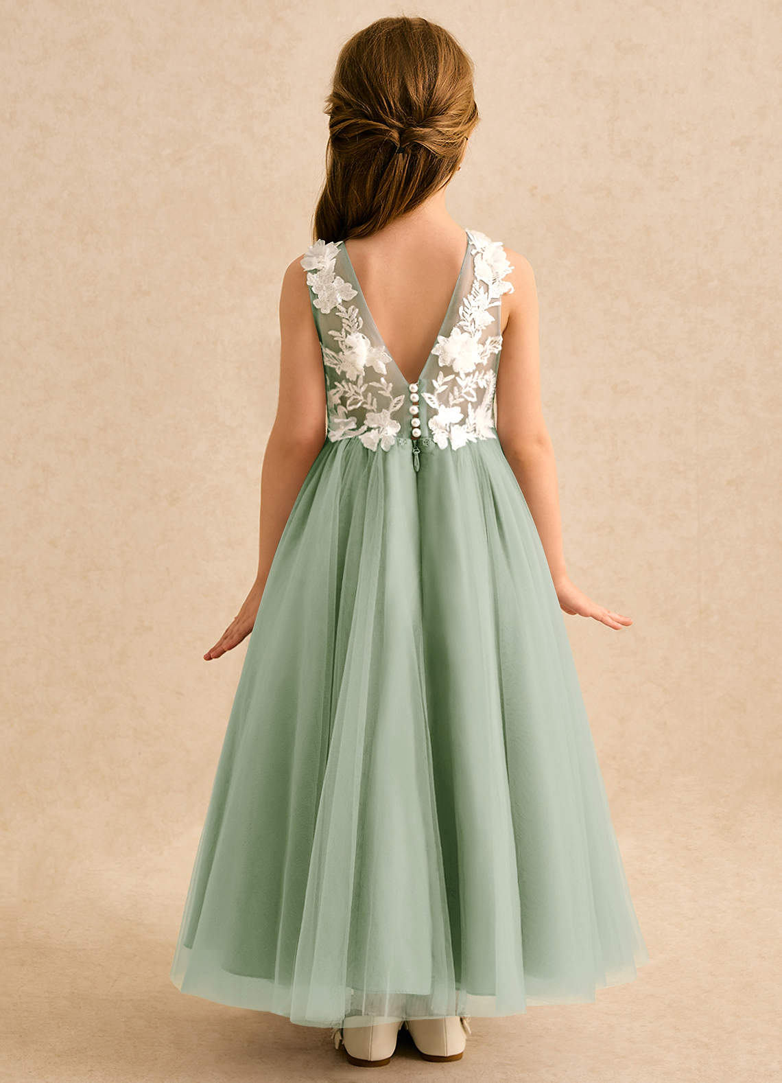 Azazie Mixie Dusty Sage Ball-Gown Lace Dress | Azazie CA
