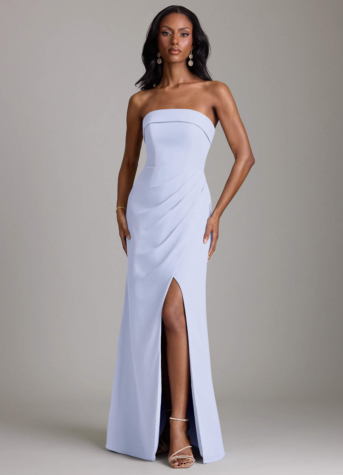 strapless lavender chiffon dress Azazie Aretha