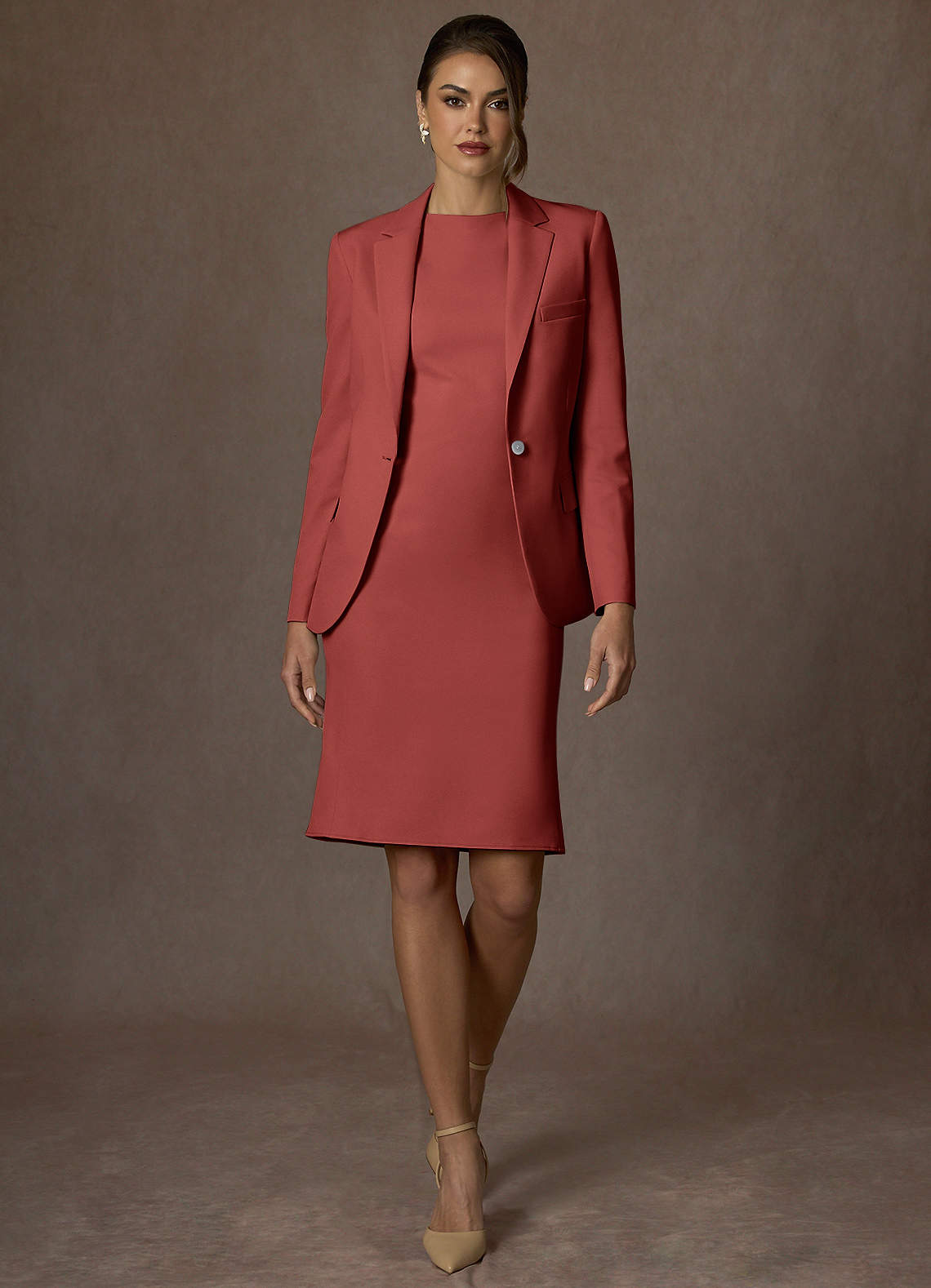 front Kennedy Terracotta Structured Stretch Dress