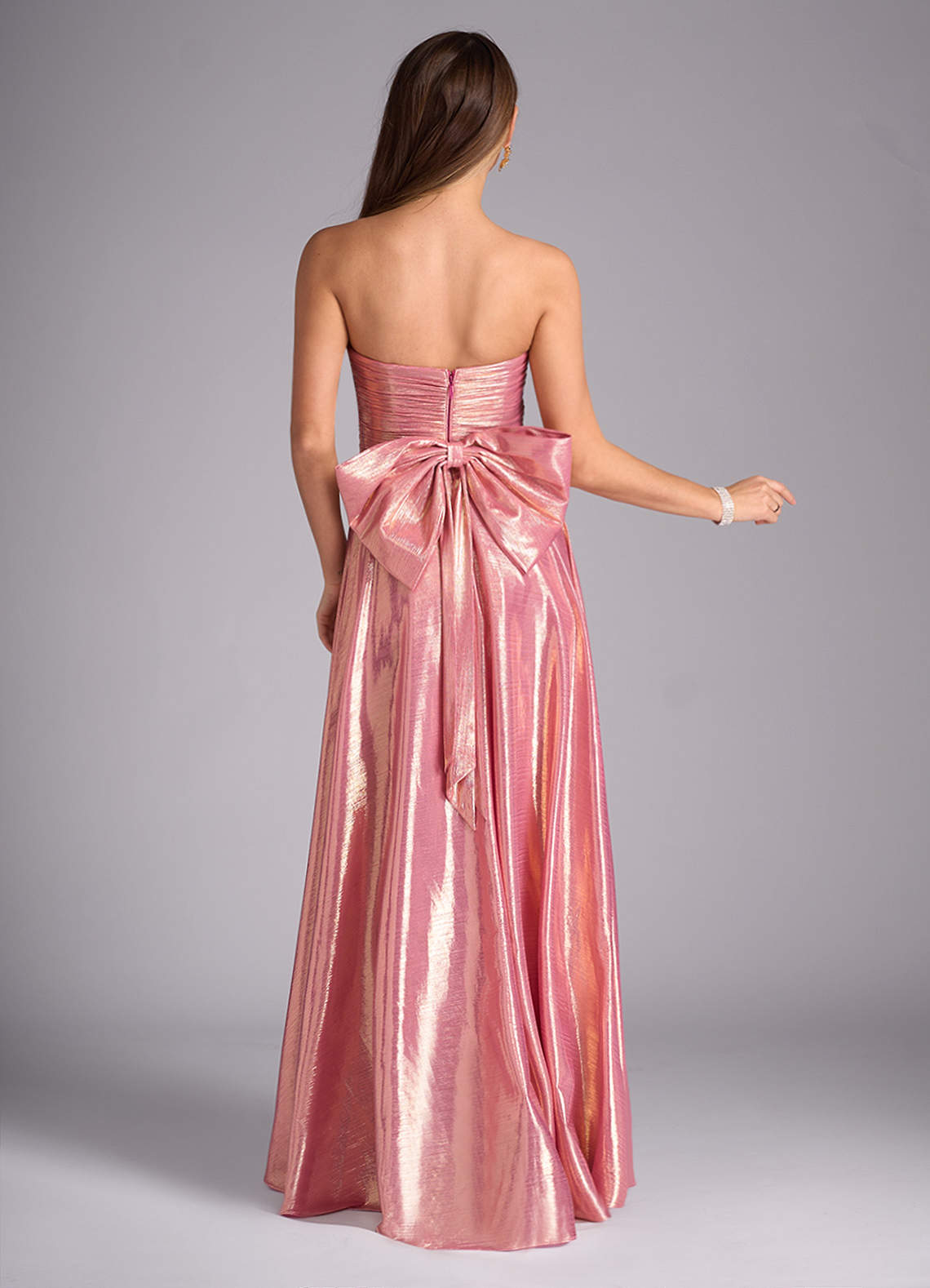 Bibana Rose Quartz Straight Neckline Prom Gown Ready to Ship | Azazie