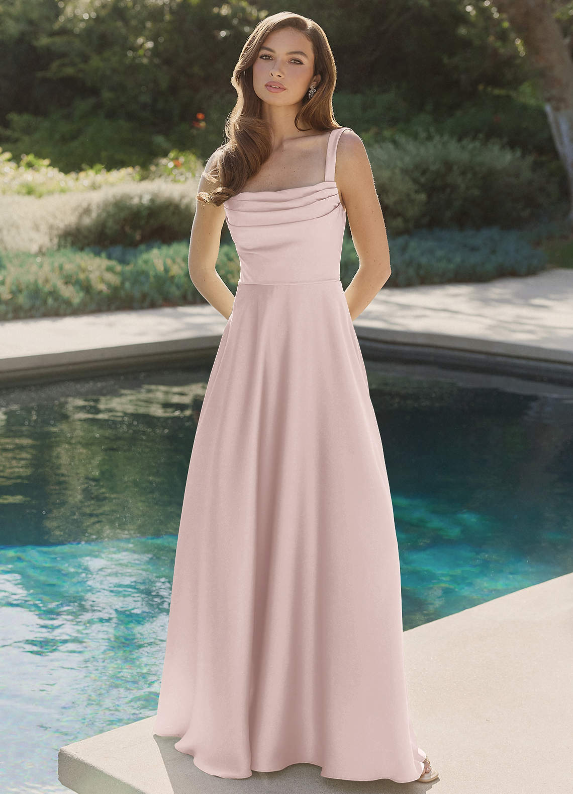 pink pleated bridesmaid dress Pink