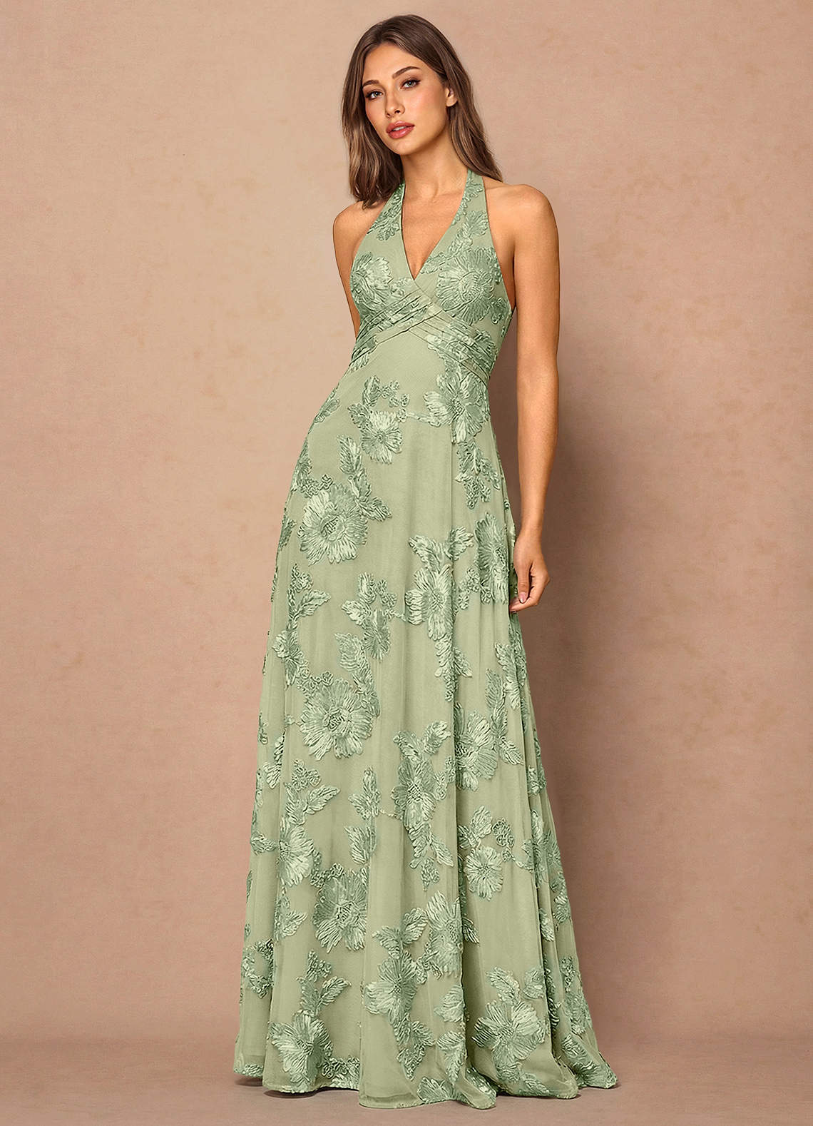 Josee Light Green Maxi Dress | Azazie