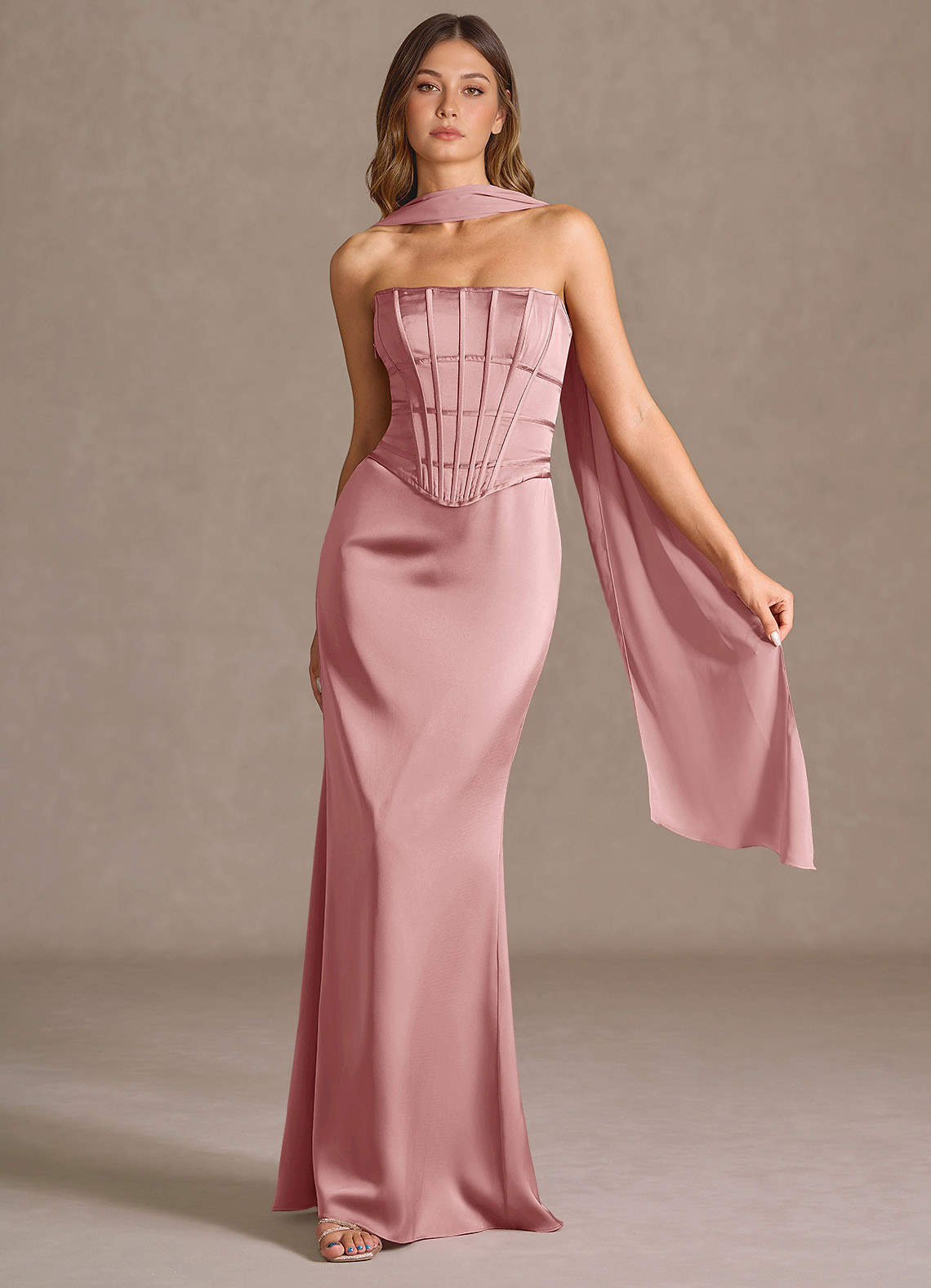 Robe Longue Rose Clair Berthe Azazie