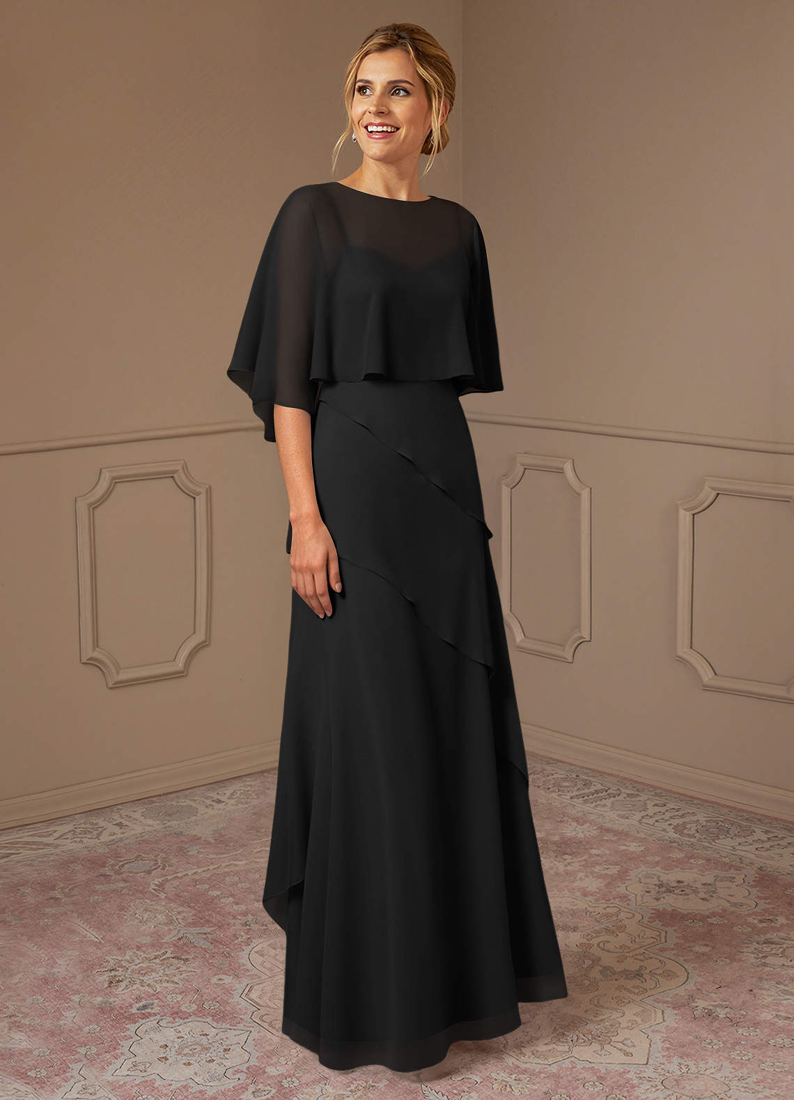 nice long dresses for ladies with sleeves Jeanette Long Sleeve Stretch Knit Side Ruffle Dress main image 1