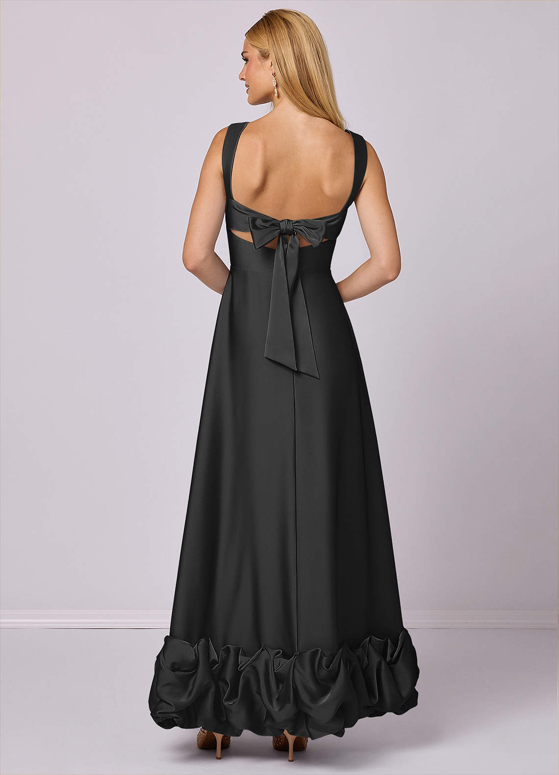 Barbie ♥ Azazie Bridesmaid Dresses A-Line Stretch Satin Ankle-Length Dress with Pockets image1