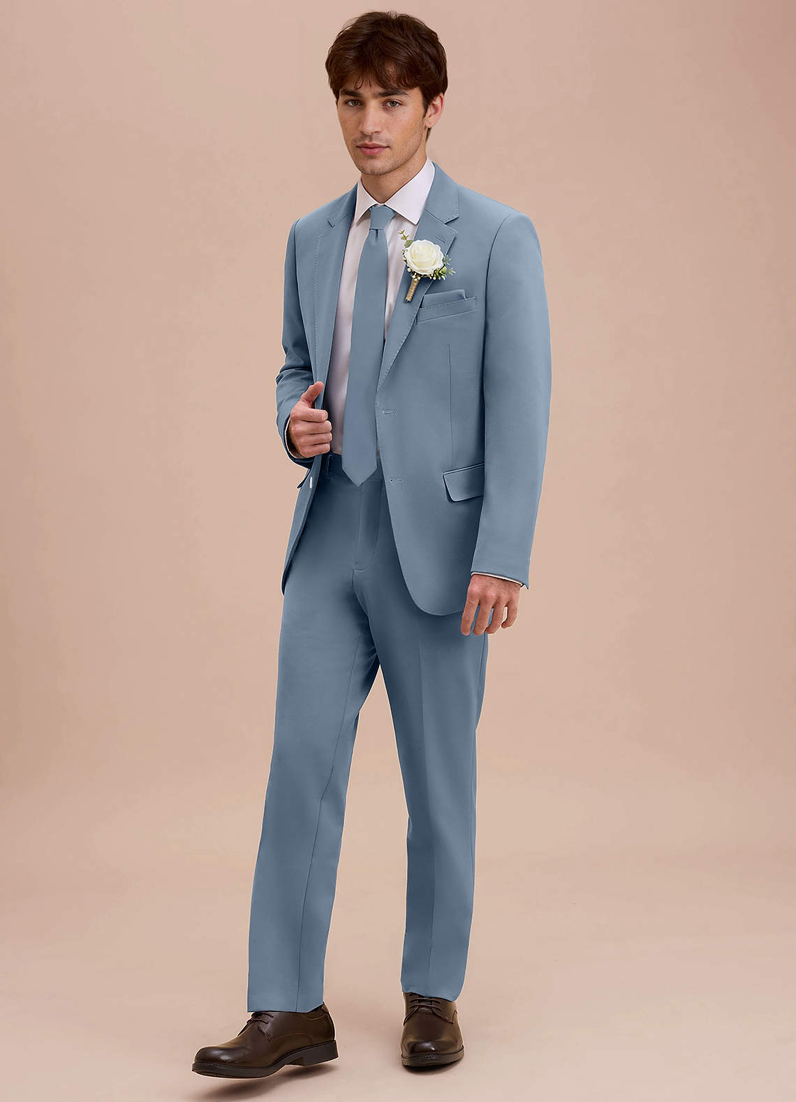 front Ethan Dusty Blue Refined Weave Performance Suit