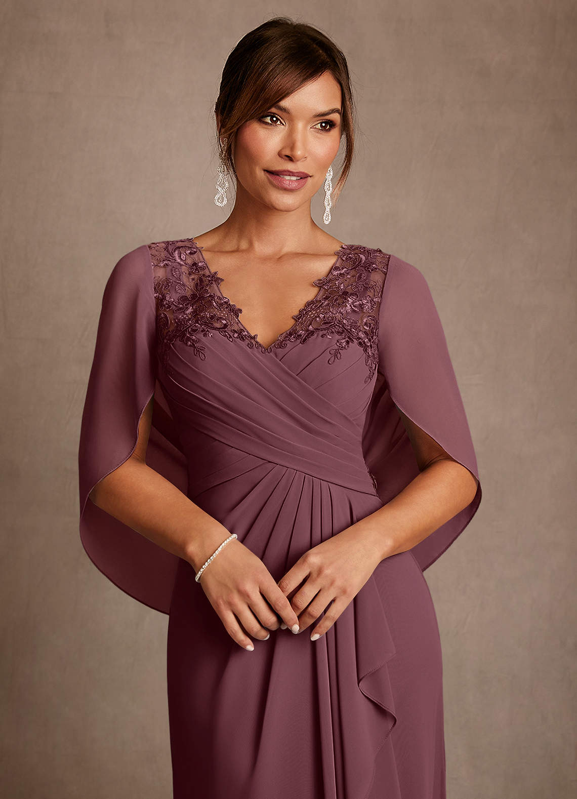 Azazie Forums Mother of the Bride Dresses Sangria A-Line Lace Dress image3