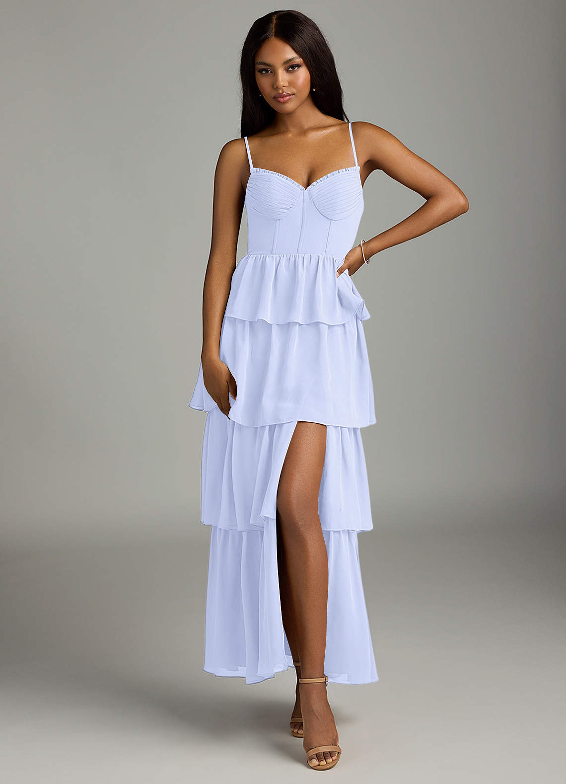 Azazie Kaiden Brautjungfernkleider A-Linie Herzausschnitt Chiffon Kleid Lavendel image1