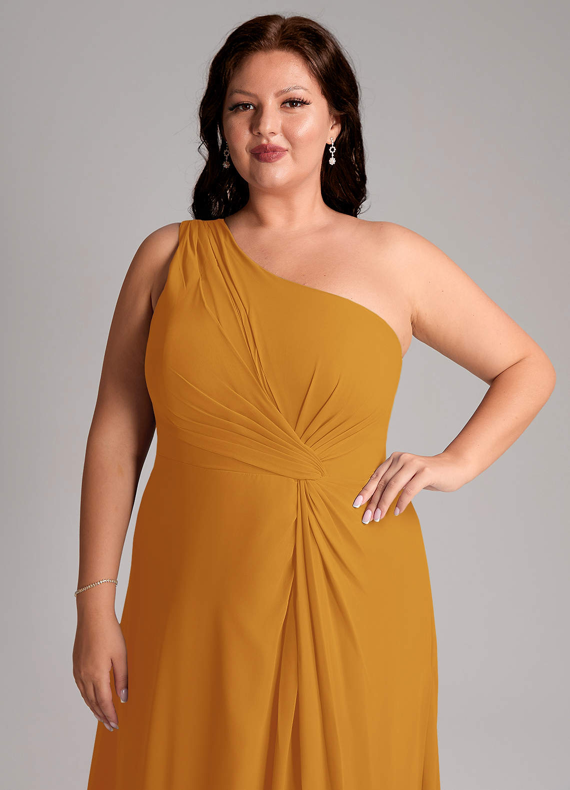 Azazie Brooke Brudepigekjoler En streg En skulder Chiffon Gulv-længde Kjole image13