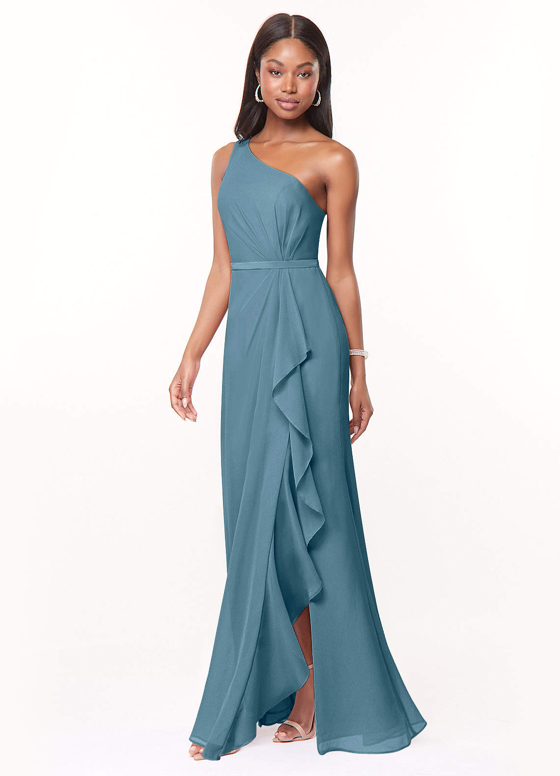 Azazie Liza Jurken voor bruidsmeisjes Jurk van Chiffon met Zeemeermin One-Shoulder Bermuda image1