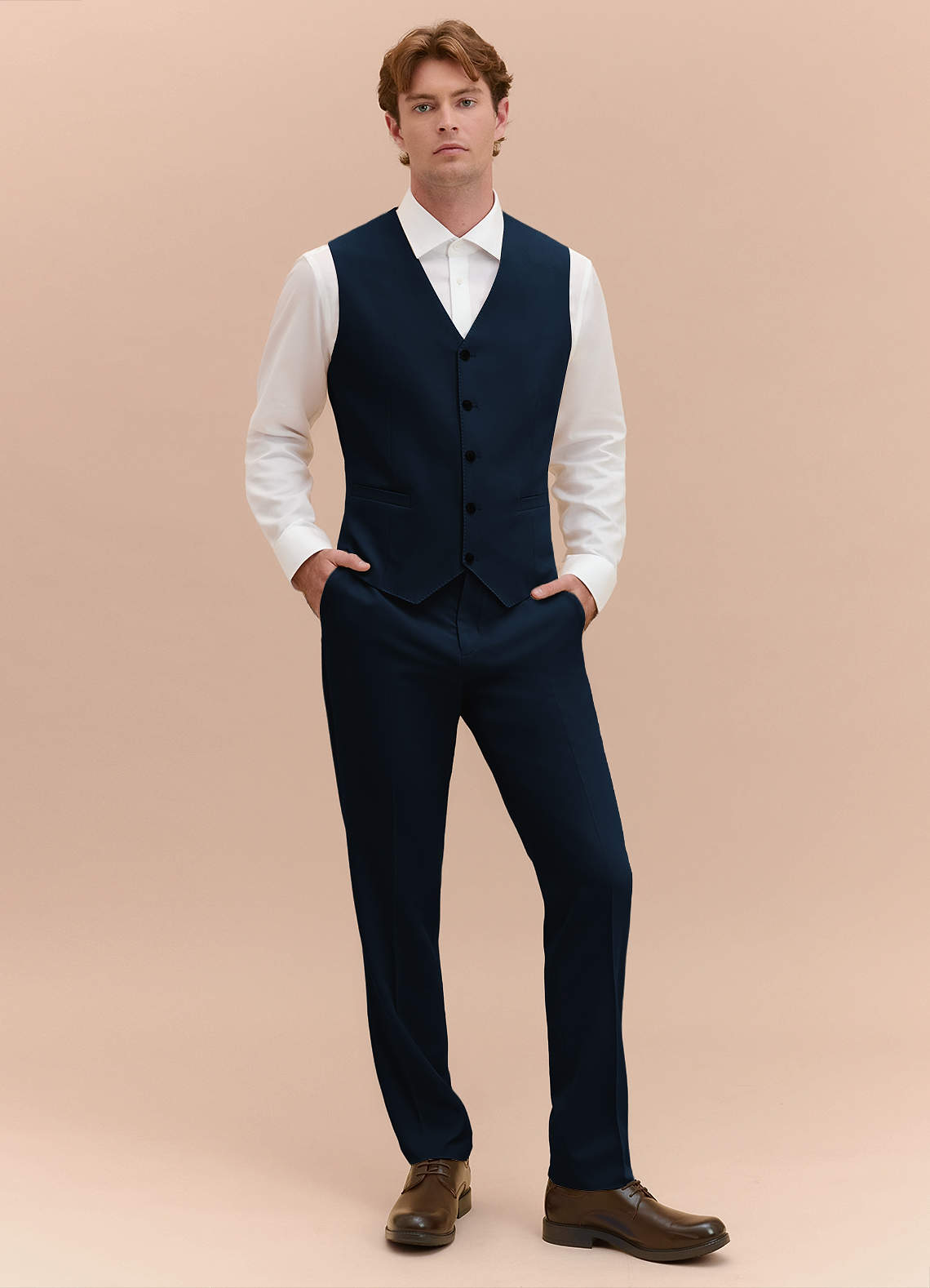 front William Navy Blue Comfort Blend Suit Vest