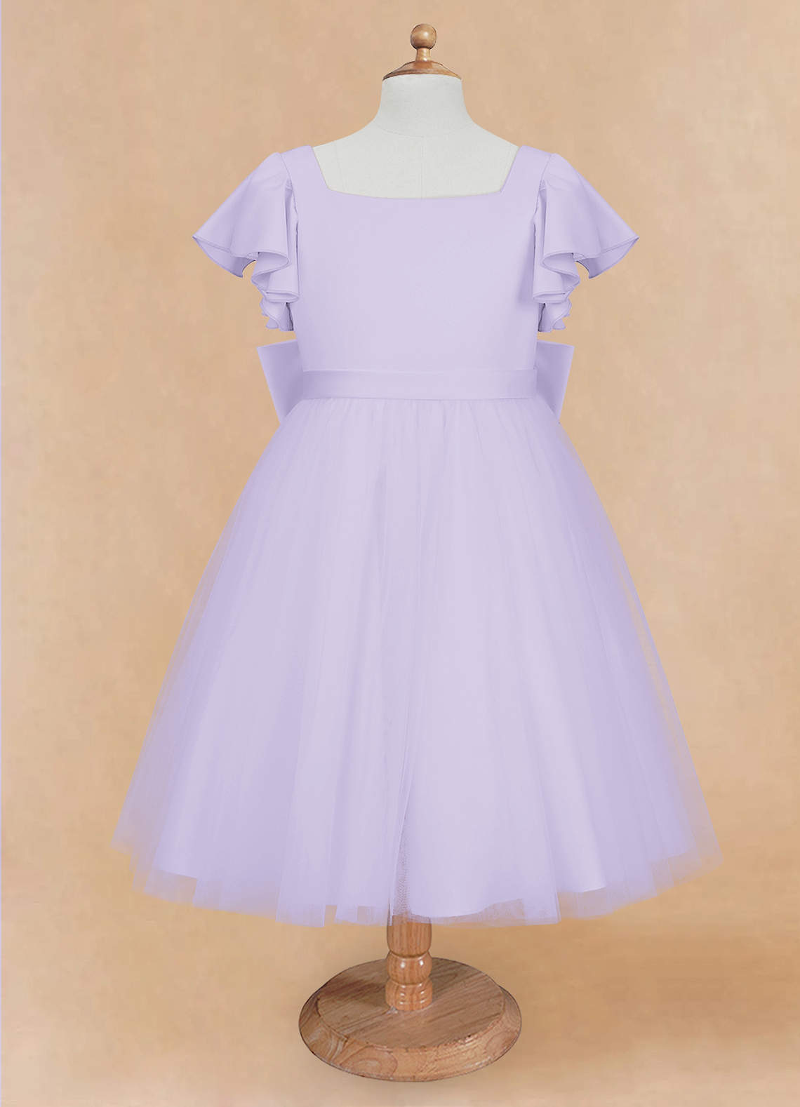 Azazie Kaeya Flower Girl Dresses Lilac A-Line Bow Tulle Dress image4