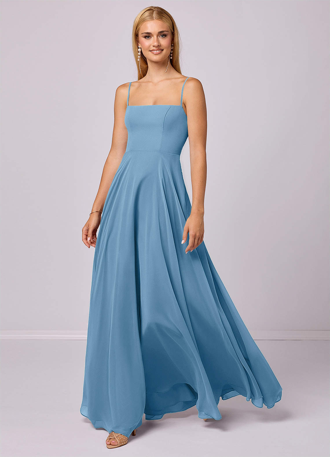 Barbie™ ❤ AZAZIE 1020 Ready to Ship Steel Blue Chiffon Bridesmaid
