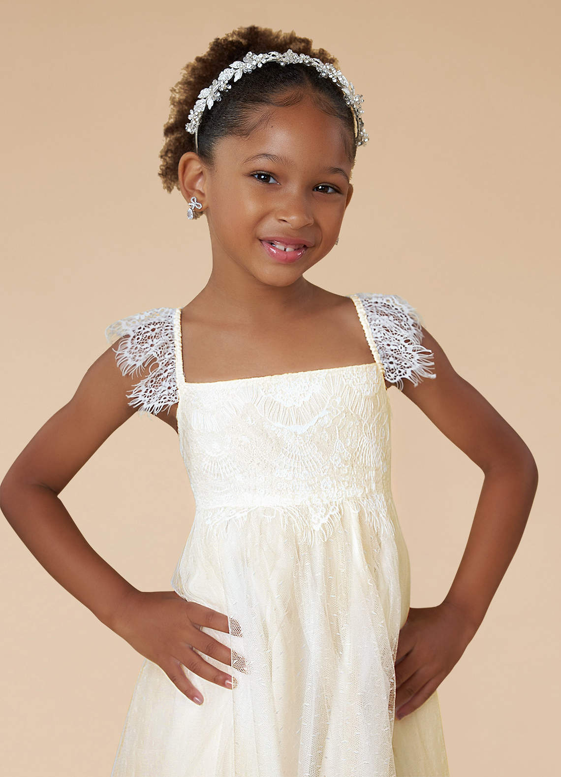 Diamond White/Champagne Azazie Guava A-Line Lace Tulle Tea-Length Dress ...
