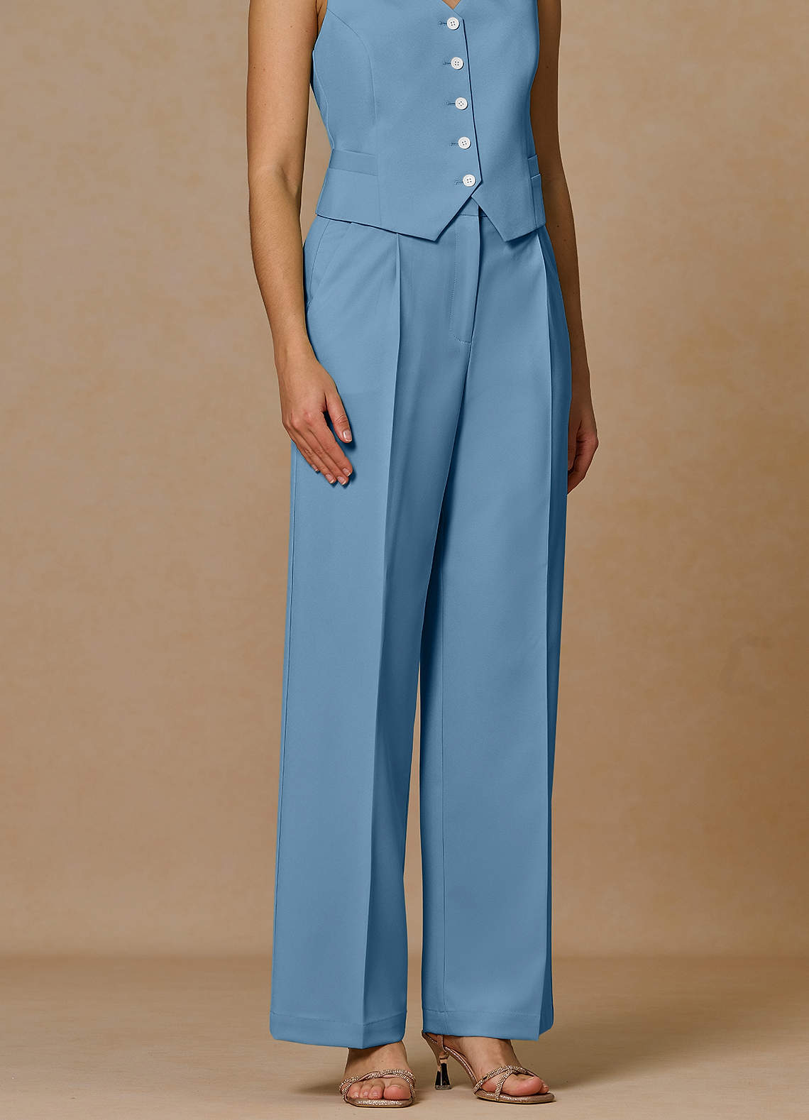 front Rowan Steel Blue Refined Weave Performance pants