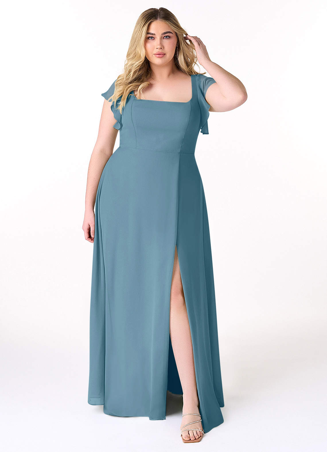 Azazie Bondi Bridesmaid Dresses Bermuda A-Line Ruffled Chiffon Dress image6