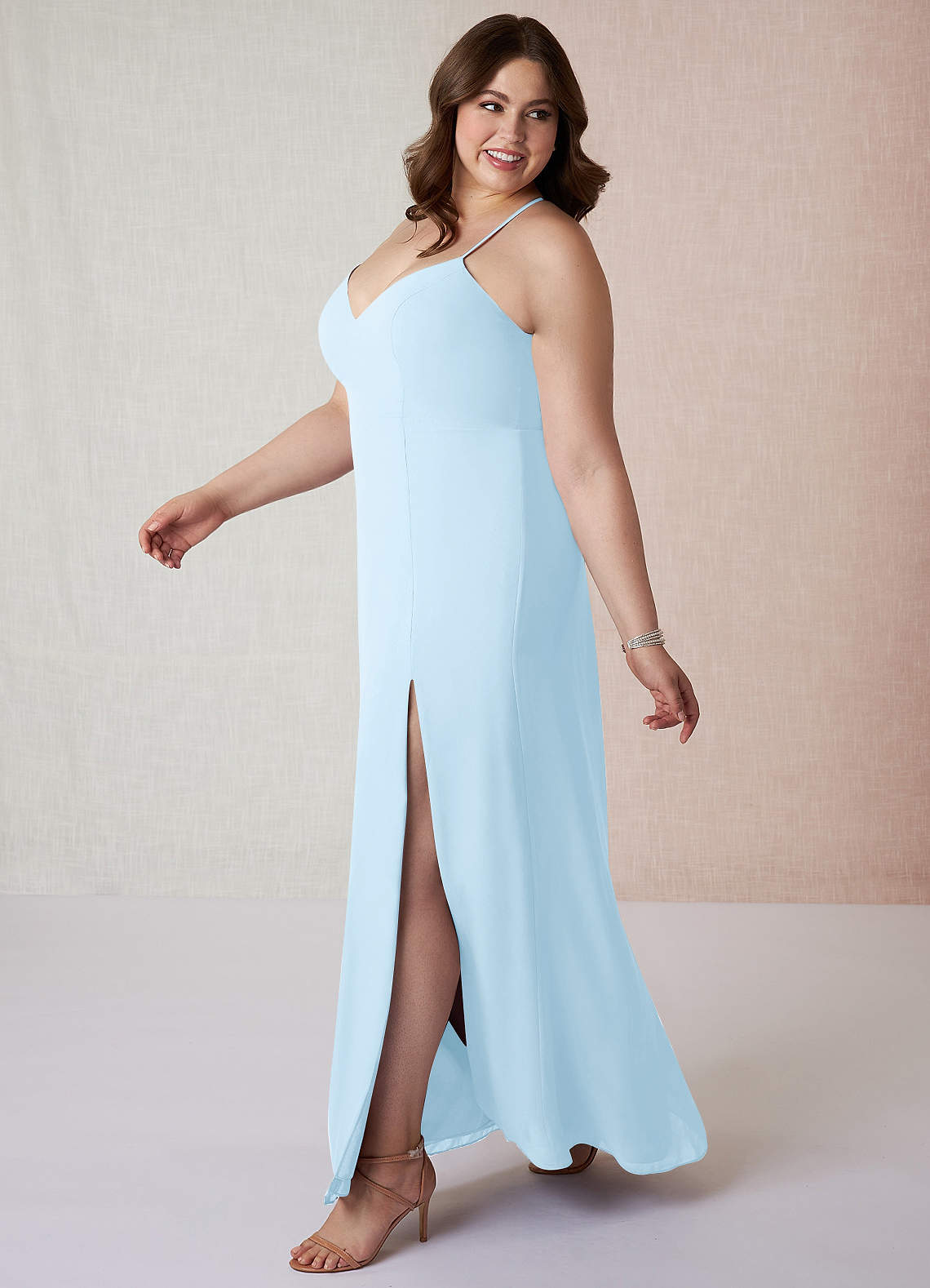 Azazie Manila Bridesmaid Dresses Sheath V-Neck Chiffon Floor-Length Dress image1