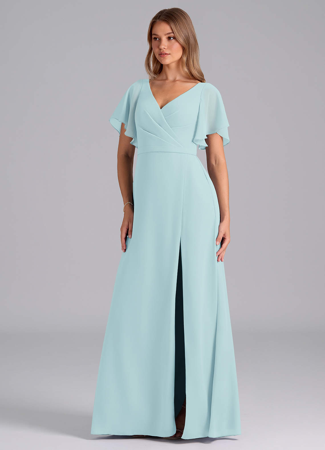 Azazie Ambrosia At-home Try On Dresses Cabernet A-Line Pleated Chiffon Dress image1