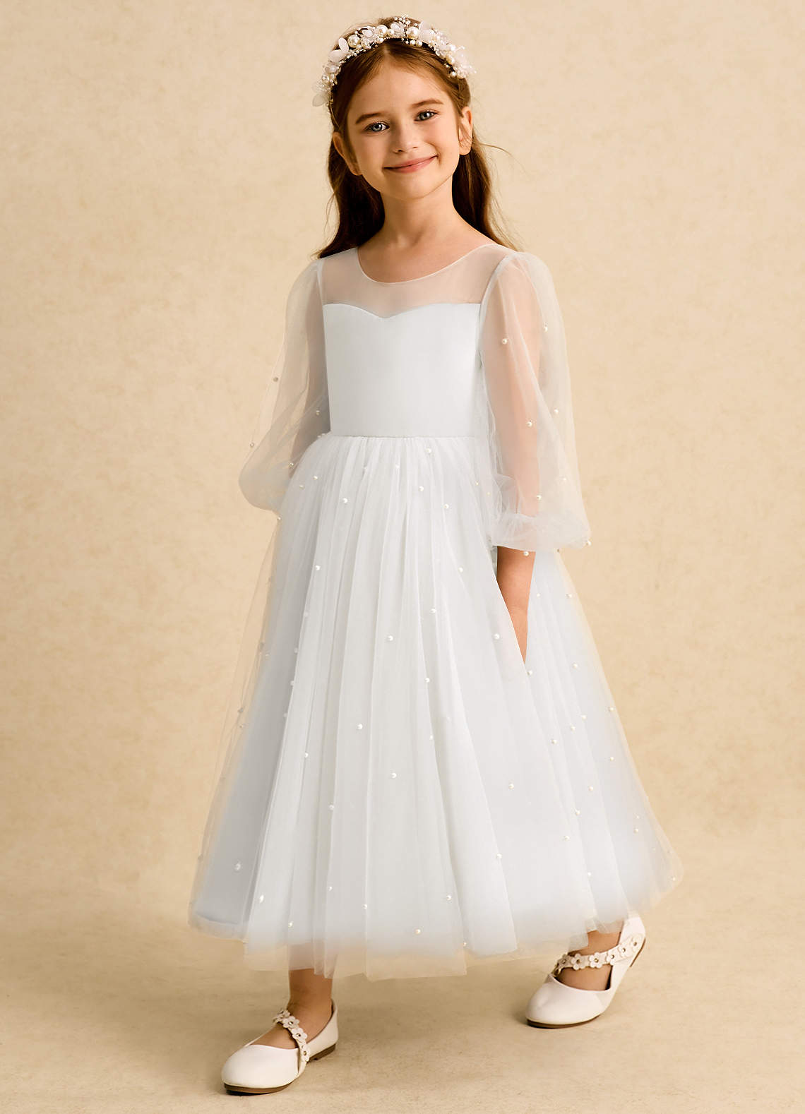 Azazie Trudy Flower Girl Klänningar Klänning Balklänning i Tyll Hjärtformad urringning image3