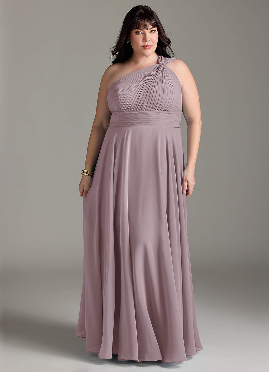 Azazie Charlize Brautjungfernkleider A-Linie One-Shoulder Chiffon Kleid Dämmerung image1