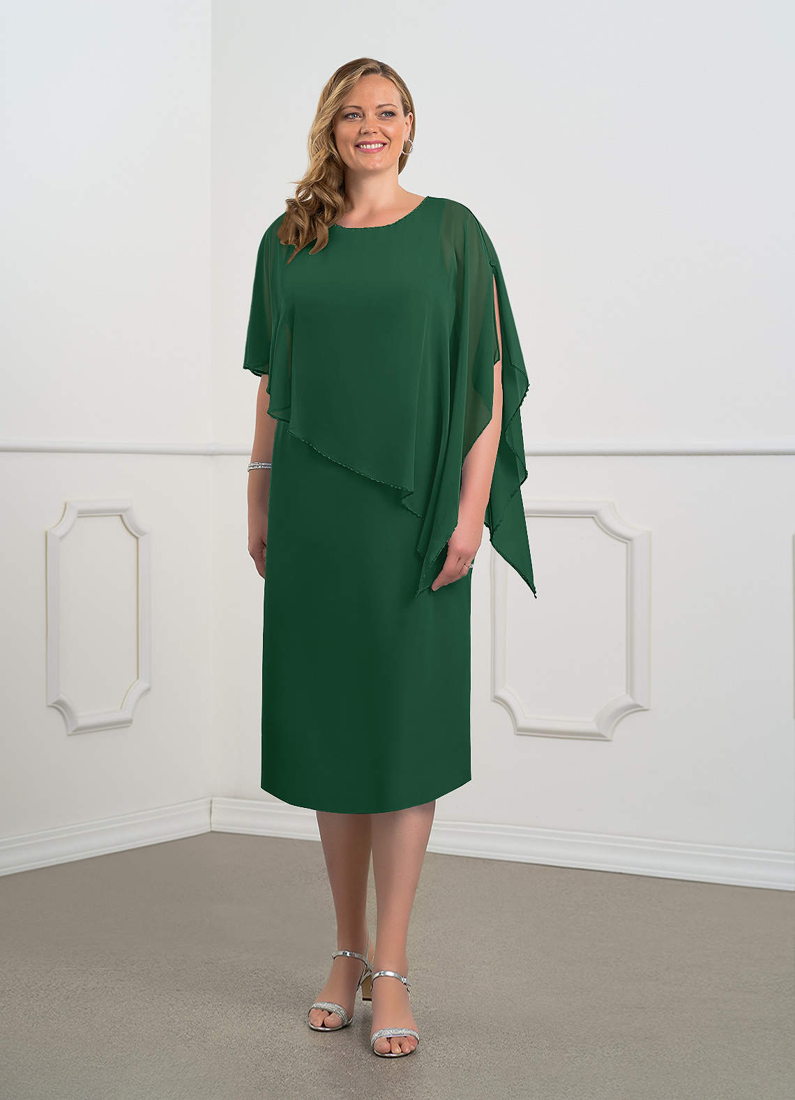 Azazie Sparrow Mère de la mariée Robes Robe Fourreau en Mousseline de soie Paillettes Vert Foncé image1