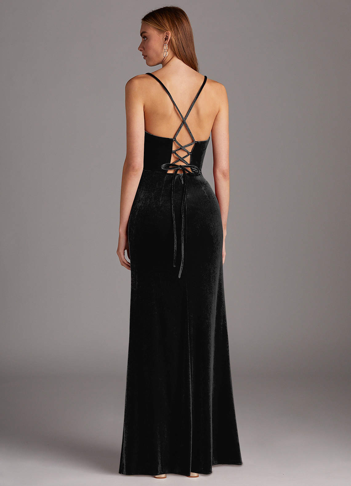 backless black velvet dress V Neck Backless Black Velvet Long Prom Dresses with Slit, Backless Bla –  jbydress