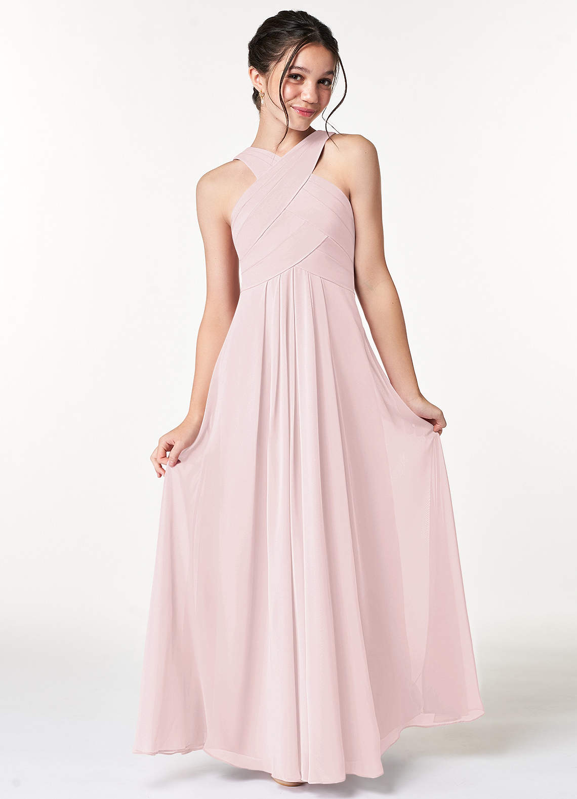 Azazie Kaleigh Junior Bridesmaid Dress in Blushing Pink | Azazie
