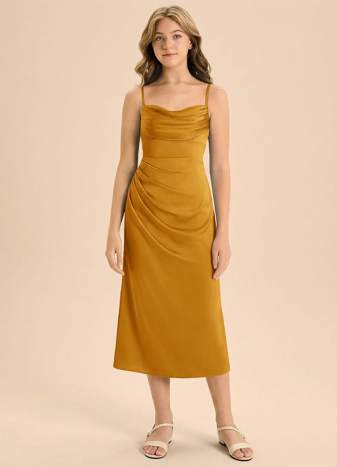 Azazie Mai Junior Klä av Tubklänning i Stretch Satin Plisserad image2