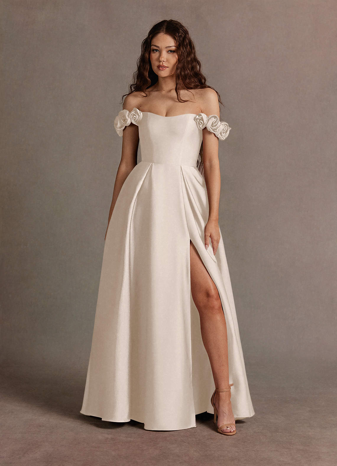Azazie Romance Cream Rose Straps Gown | Azazie