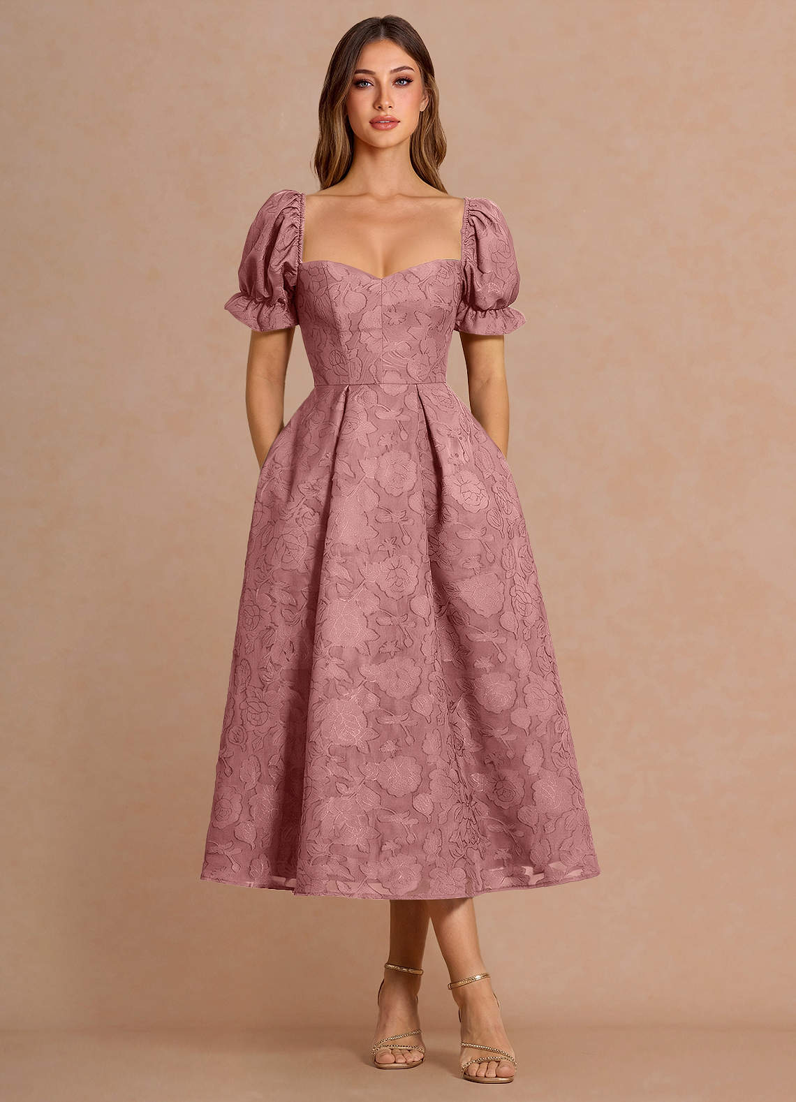 blush pink midi bridesmaid dresses Off Shoulder Dusty Pink Short Midi Length Bridesmaid Dresses