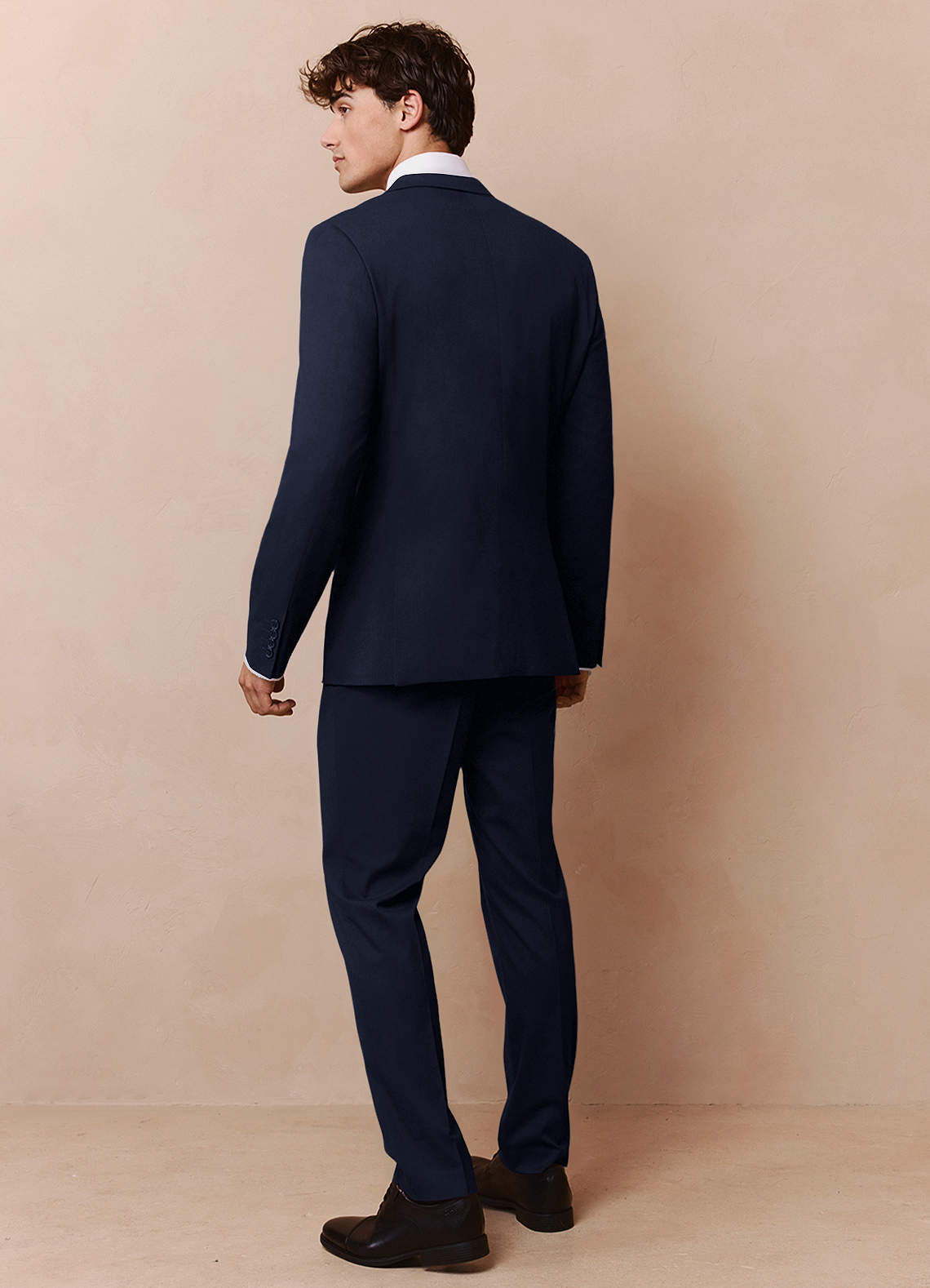 front Savile Navy Blue Wool Blend 3-Piece Suit