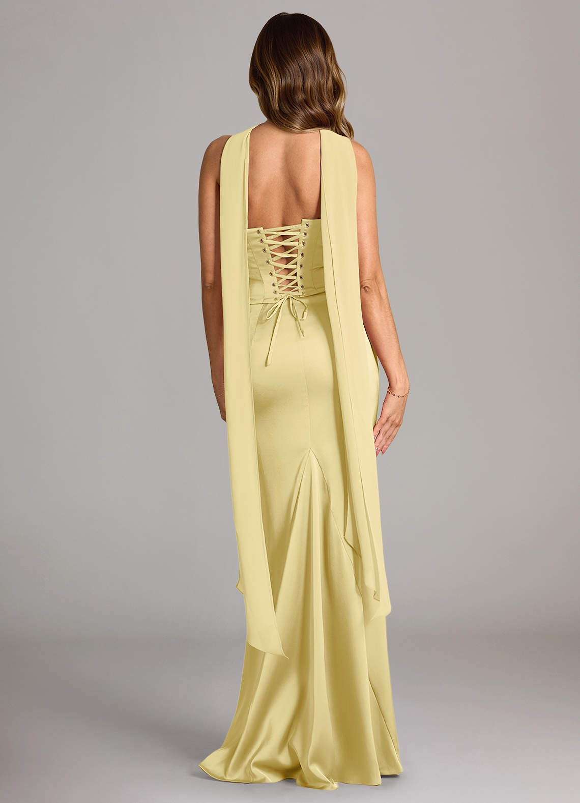 Azazie Sorrel Bridesmaid Dresses Lemon Sorbet Mermaid Strapless Stretch Satin Convertible Dress image1