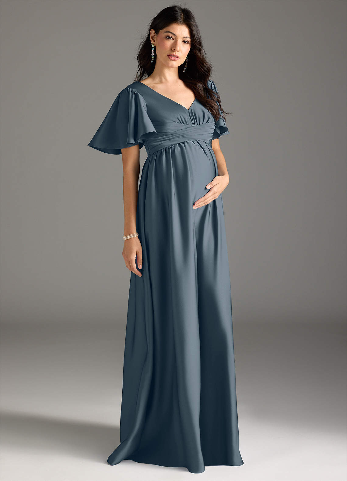 princess polly baby blue dress Burgundy Long Sleeve Ruffle Maxi Dress main image 0