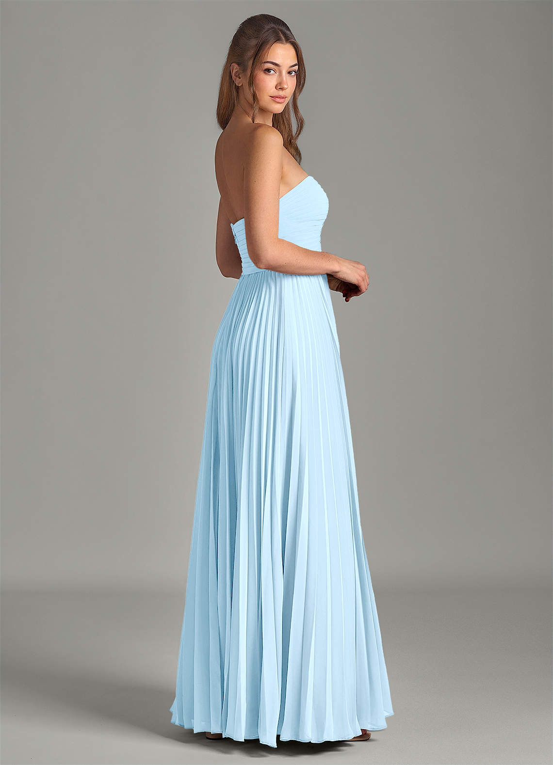 ruffle layered maxi dress Lulus Diana Strapless Ruffle Tiered Maxi Dress Elegant Chiffon Sweetheart  Neckline Formal Party Dress Baby Blue at Amazon Women's Clothing store