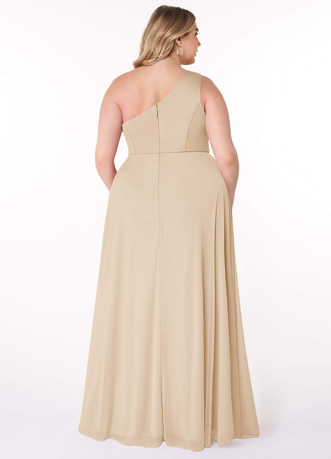 Azazie Brooke Ready to Ship Champagne Mesh Bridesmaid Dresses | Azazie