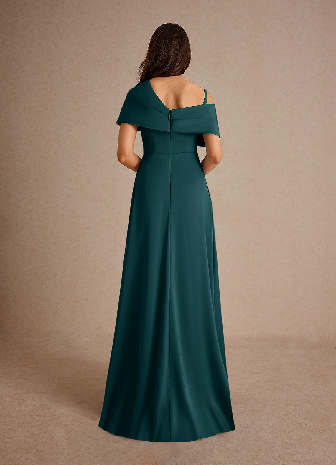 Azazie Milton Abiti per la Madre della Sposa Abito A-Line in Raso Elasticizzato Plissettato Pino image3
