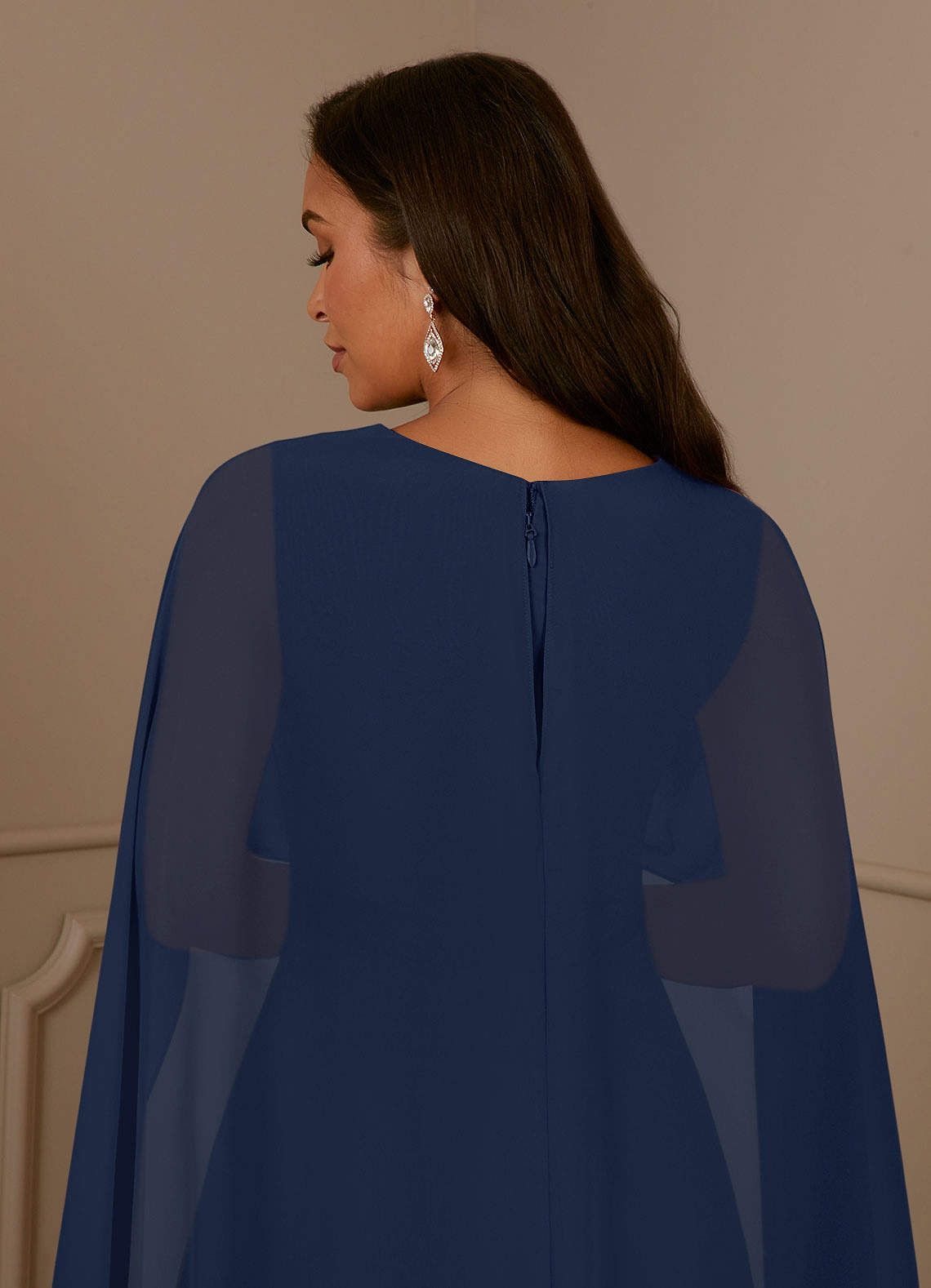 Azazie Isa Mother of the Bride Dresses Dark Navy A-Line V-Neck Pleated Chiffon Dress image5