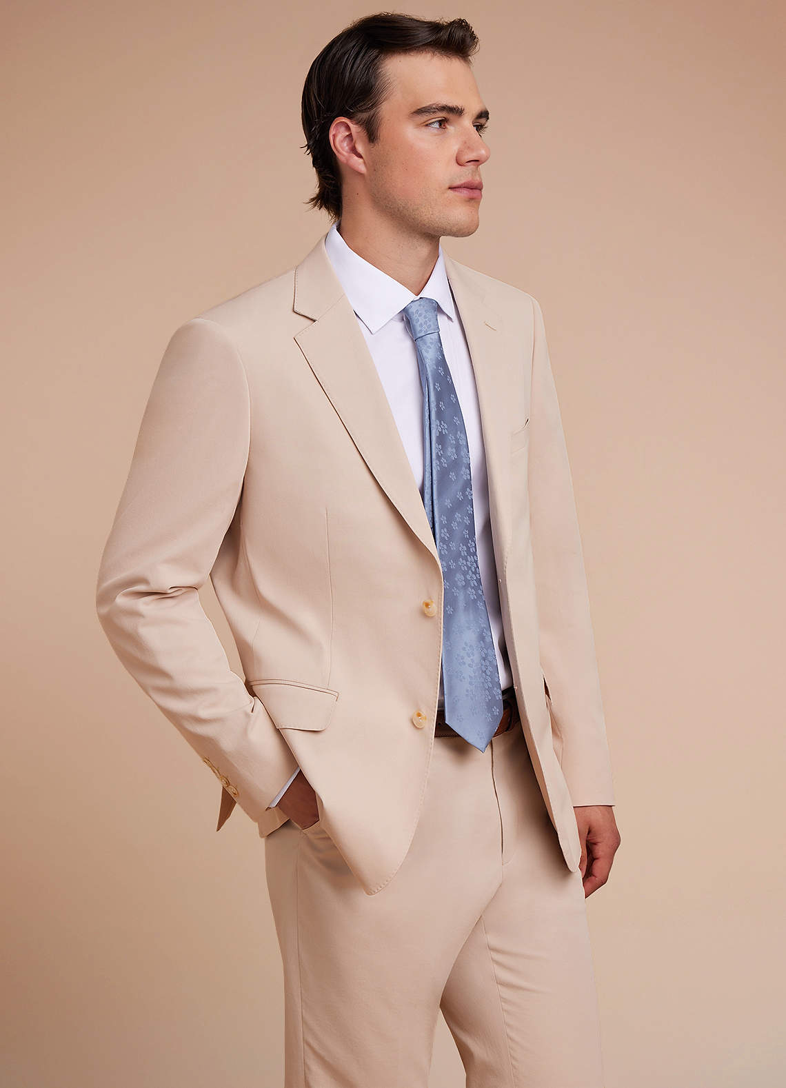 front Carter Tan Cotton Linen Blend Suit Jacket