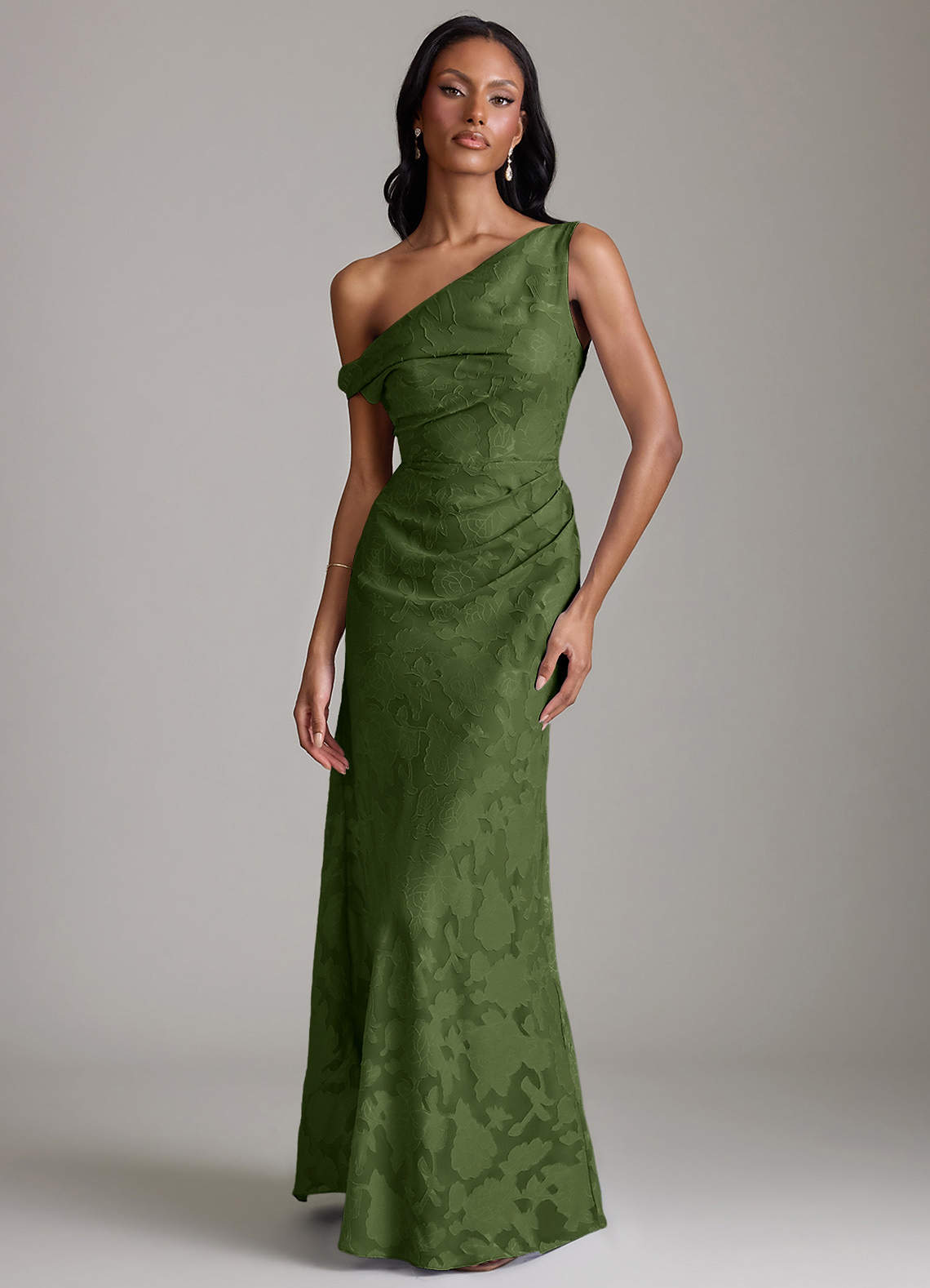 strapless open back dress Olive Green Sleeveless Satin Mismatched Bridesmaid Dresses, Dress A main image 1