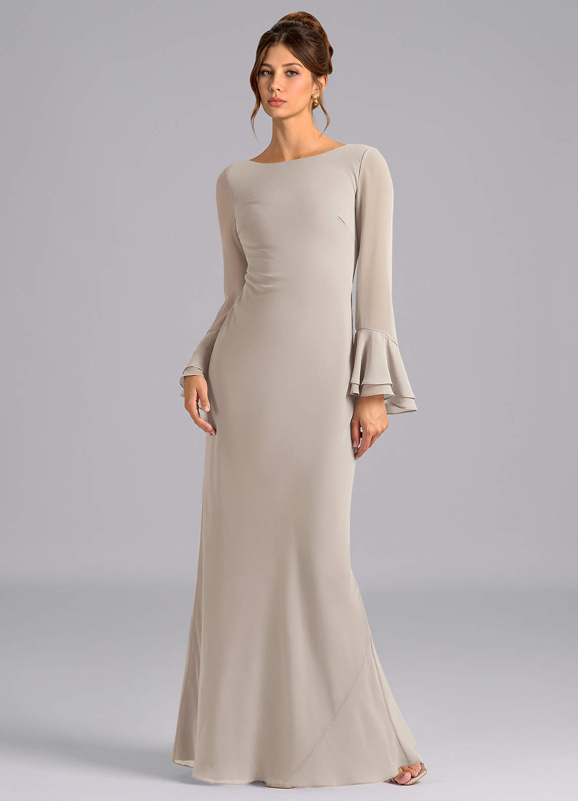 Azazie Leone Bridesmaid Dresses Frost Mermaid Corset Chiffon Dress image1