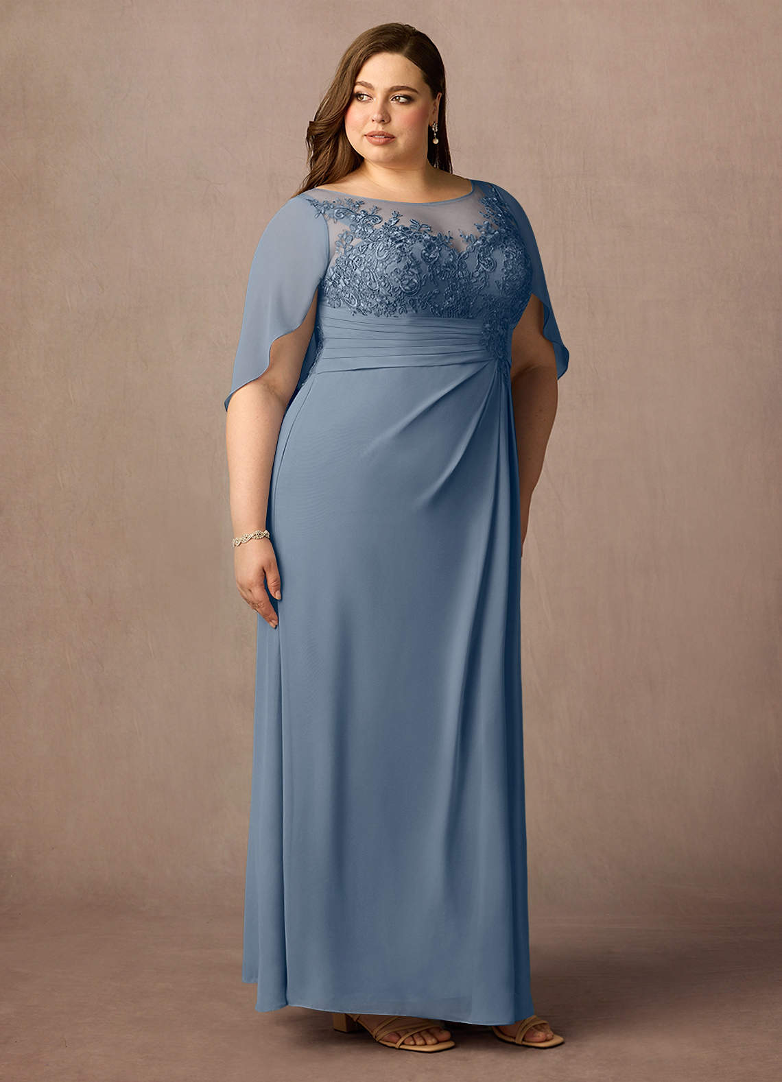 Azazie Hera Mother of the Bride Dresses Twilight A-Line Lace Capelet Chiffon Dress image9
