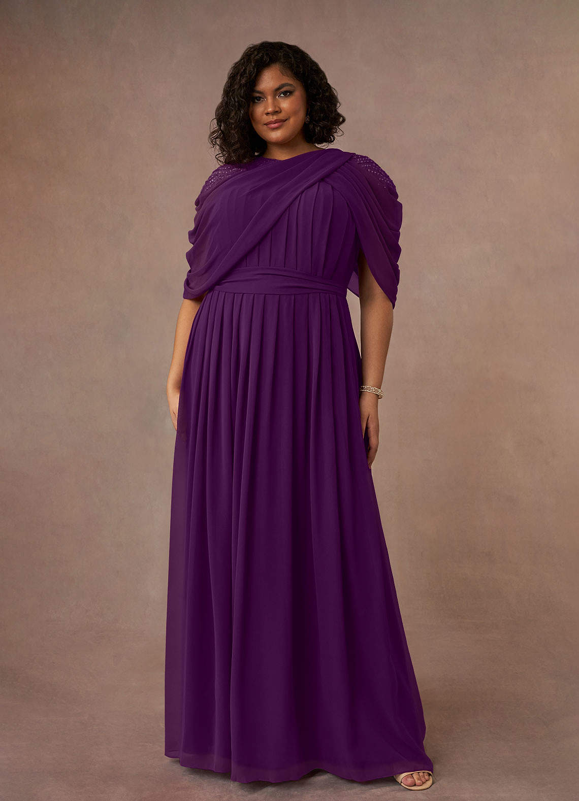 Azazie Olena Mother of the Bride Dresses Grape A-Line Sequins Chiffon Dress image1