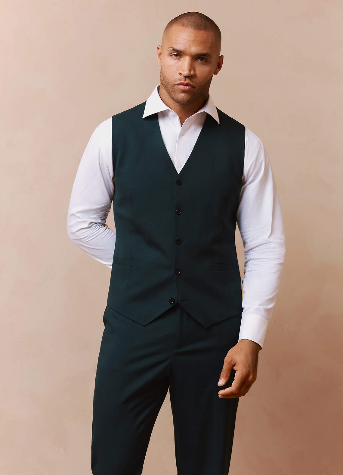 dark green dress vest Savile Wool Blend Suit formal green vest mens